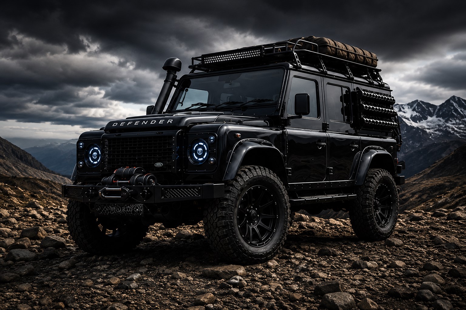 4x4 vehicle in a rugged coastal landscape
